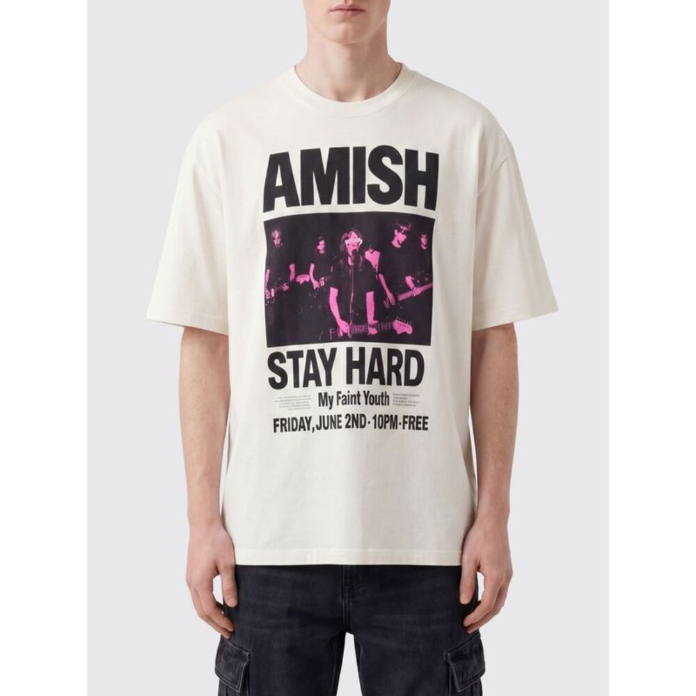 Amish Men Amish Graphic Logo Print Cotton T-Shirt With Dropped Shoulders